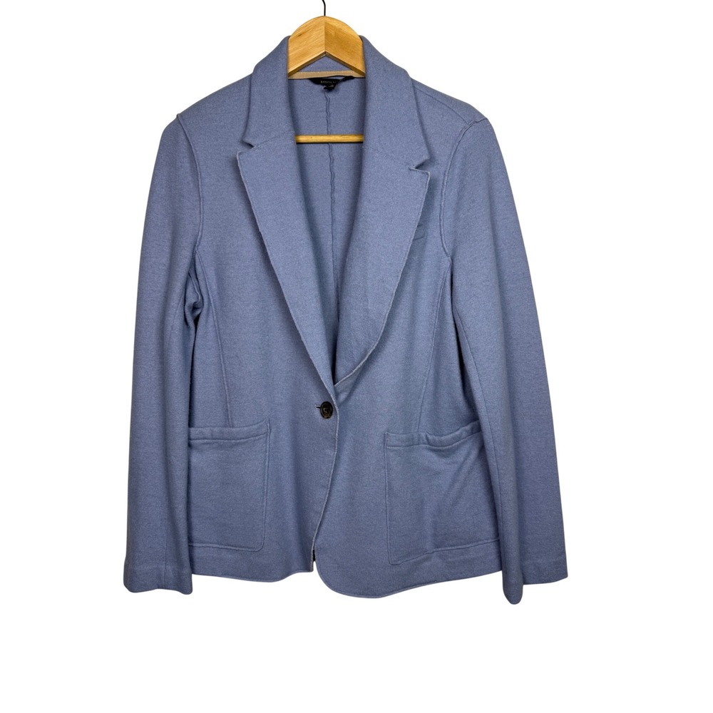 Banana Republic Blazer Womens 18 Blue Wool Blend Knit One Button Career Jacket